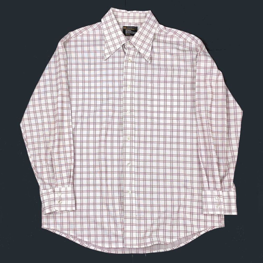 VTG TownCraft 70s Lightweight Plaid Shirt Disco